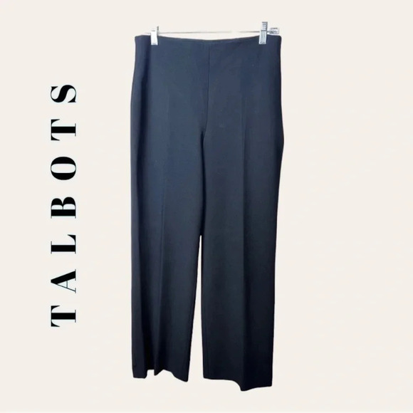 0401W. Talbots EASY TRAVEL WIDE LEG PANTS BLACK IN COLOR SIZE 6 BUSINESS CASUAL - Picture 2 of 10